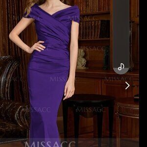 Pink Satin like off the shoulder sheath dress